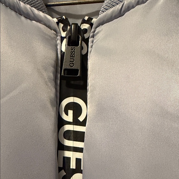 Guess Silver Bomber Jacket with Logo Zipper - Picture 5 of 6